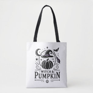 Halloween Witch Hat and Pumpkin Design Magic Art Tote Bag