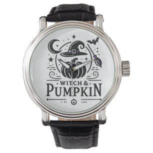 Halloween Witch Hat and Pumpkin Design Magic Art Watch