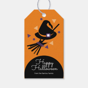 Halloween Witch Hat Orange Trick or Treat Candy Gift Tags