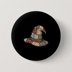 Halloween Witch Hat Patchwork Floral Soky Season A 6 Cm Round Badge