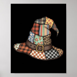 Halloween Witch Hat Patchwork Floral Soky Season A Poster