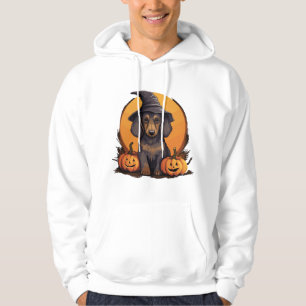 Halloween Witch Hat Pumpkin Dog Dachshund Hoodie