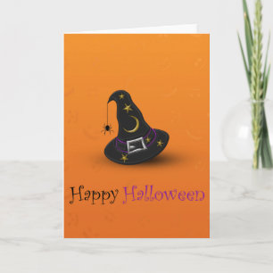 Halloween Witch Hat with Spider - Greeting Card
