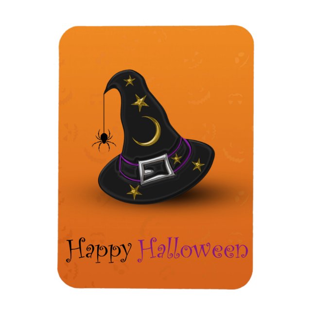 Halloween Witch Hat with Spider Magnet (Vertical)