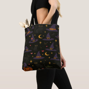 Halloween Witch Hats and Jack o Lanterns Tote Bag