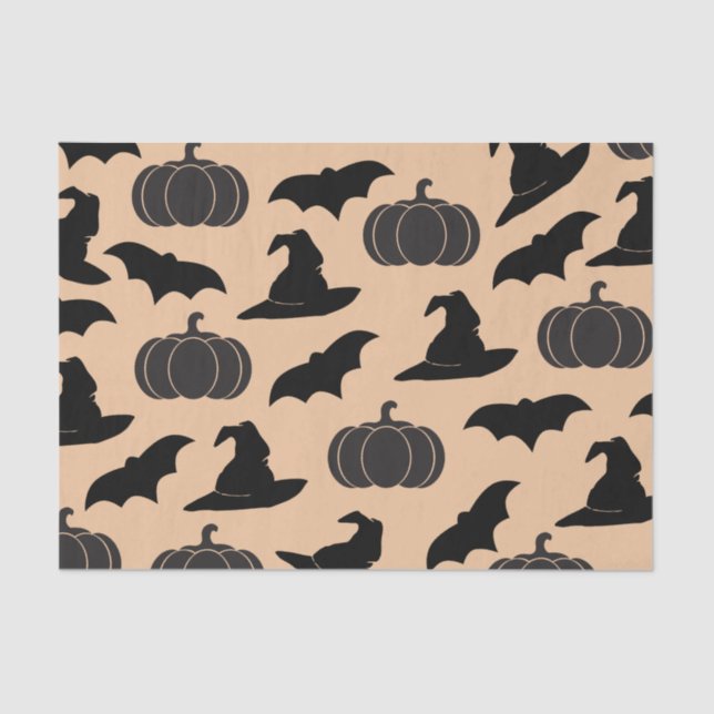Halloween Witch Hats & Bats Tissue Paper (Front)