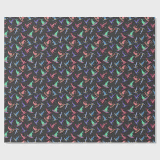 Halloween Witch Hats on Black  Wrapping Paper