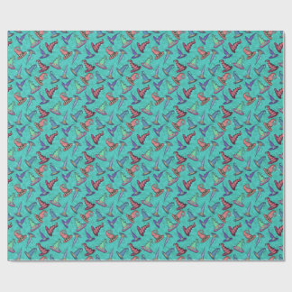 Halloween Witch Hats on Teal Blue  Wrapping Paper