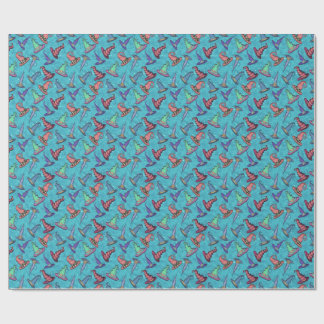 Halloween Witch Hats on Turquoise Blue  Wrapping Paper