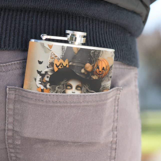 Halloween Witch Hip Flask (In Situ)