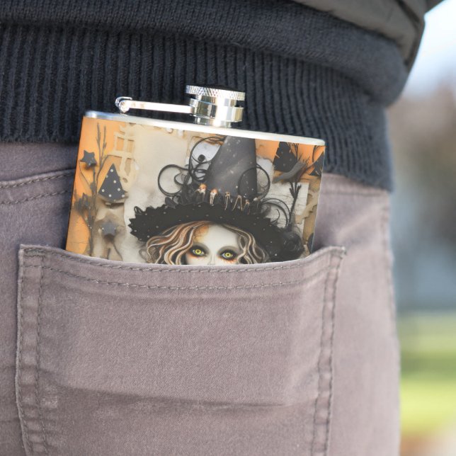 Halloween Witch Hip Flask (In Situ)