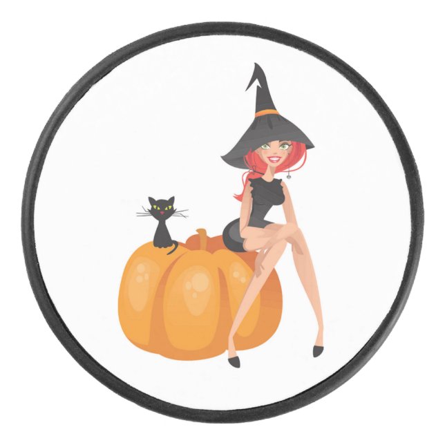 HALLOWEEN WITCH HOCKEY PUCK (Front)