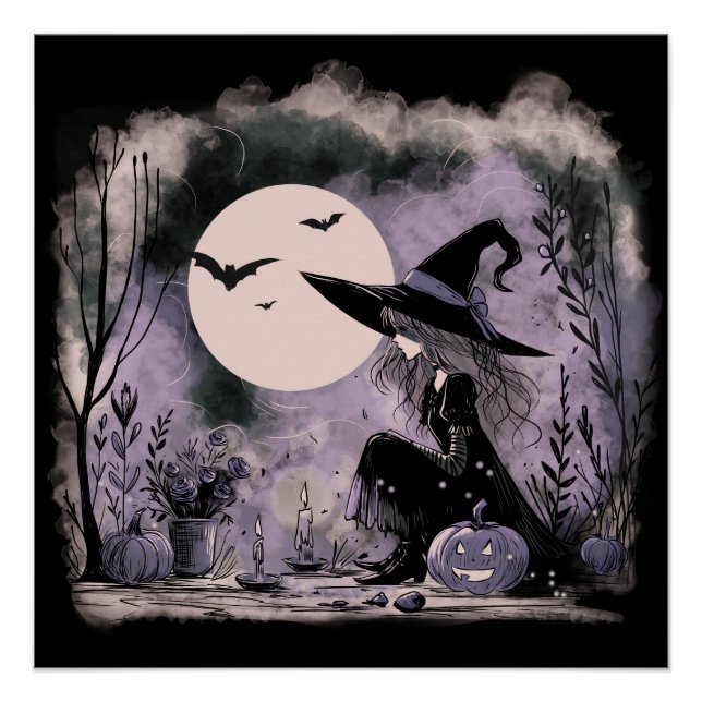 Halloween Witch Illustration  Poster (Front)