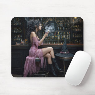 Halloween Witch in a Pink Dress Mouse Pad