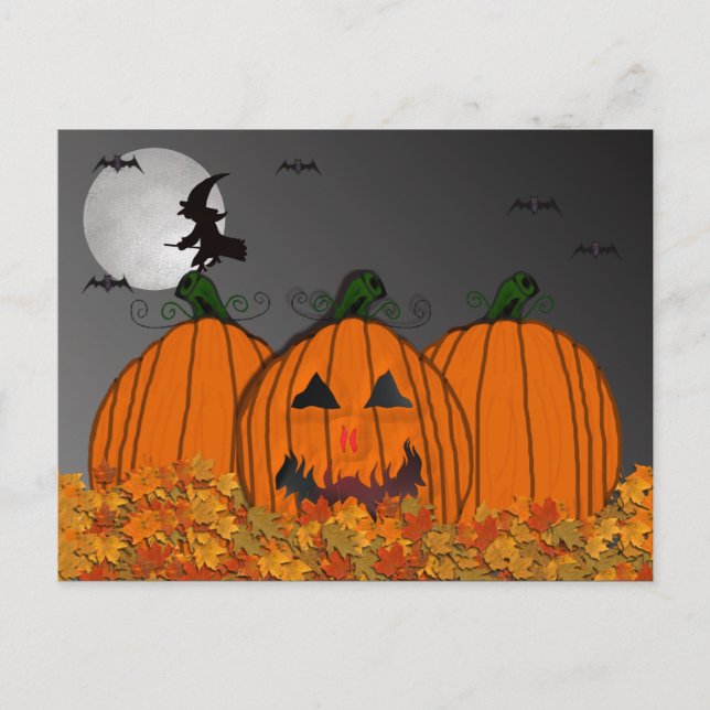 Halloween Witch in Flight Party Invitations (Front)