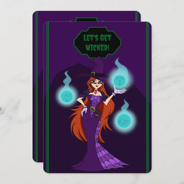 Halloween Witch Invitation Card (Front/Back)