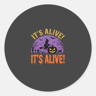 Halloween Witch Jack O Lantern It's Alive Classic Round Sticker