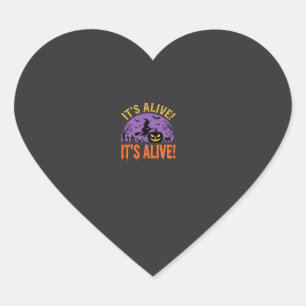 Halloween Witch Jack O Lantern It's Alive Heart Sticker