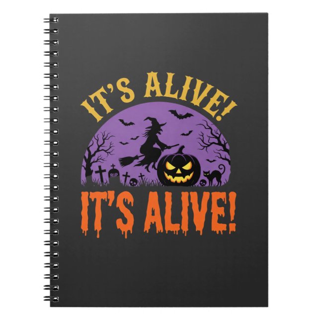 Halloween Witch Jack O Lantern It's Alive Notebook (Front)