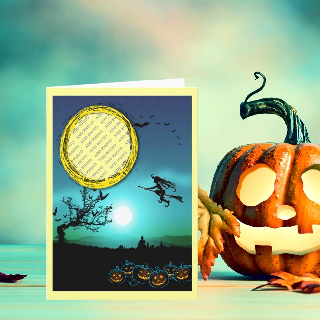 Halloween Witch, Jack o' Lanterns, Photo Frame Card (Creator Uploaded)