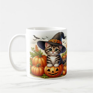 Halloween Witch Kittens Cute Spooky Cat Art Coffee Mug