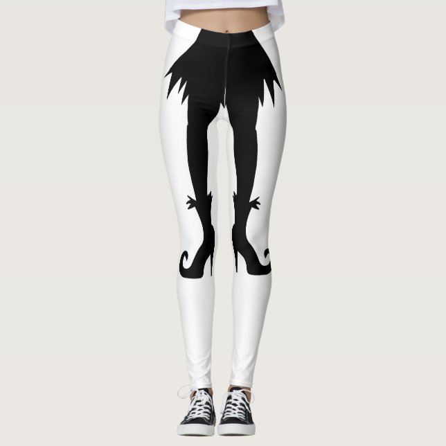 Halloween Witch Legs with skirt and boots Leggings (Front)