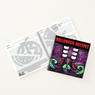 Halloween Witch Lives Here Boots Purple Recipe Notebook