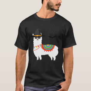Halloween  Witch Llama Alpaca Bats Costume T-Shirt