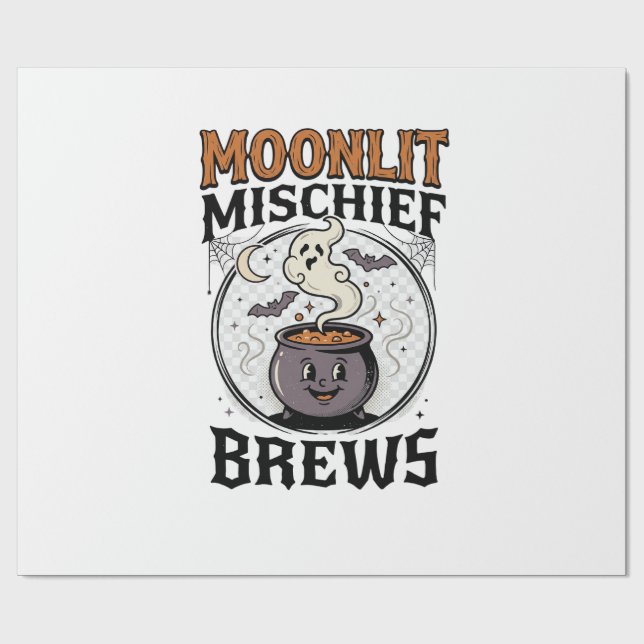 Halloween Witch Moon Mischief Wrapping Paper (Flat)