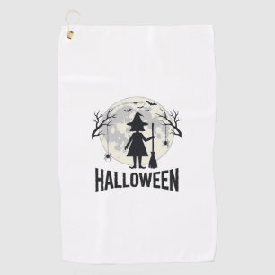 Halloween Witch Moon Vintage Engraving Design_1 Golf Towel