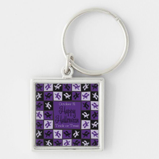 Halloween witch mosaic key ring (Front)