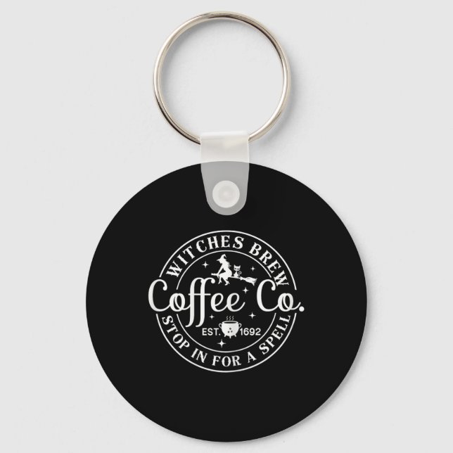 Halloween Witch Motif - Witches Brew Coffee and Co Key Ring (Front)