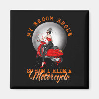 Halloween witch motorcycle ride broom broke funny