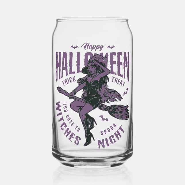 Halloween Witch Night Glass – “Too Cute to Spook” (Front)