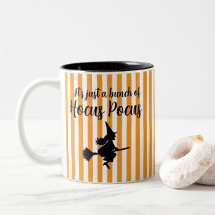 Halloween Witch on Broom Flying Hocus Pocus Two-Tone Coffee Mug