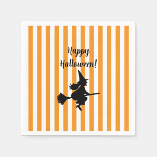 Halloween Witch on Broom Flying Napkin
