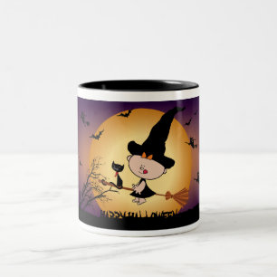 Halloween Witch on Broomstick Party Mug