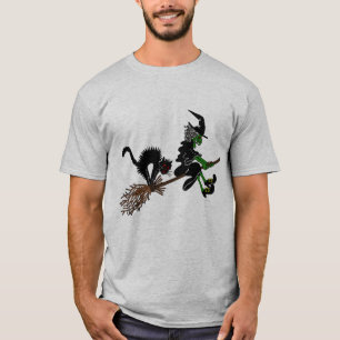 Halloween Witch On Broomstick T-Shirt