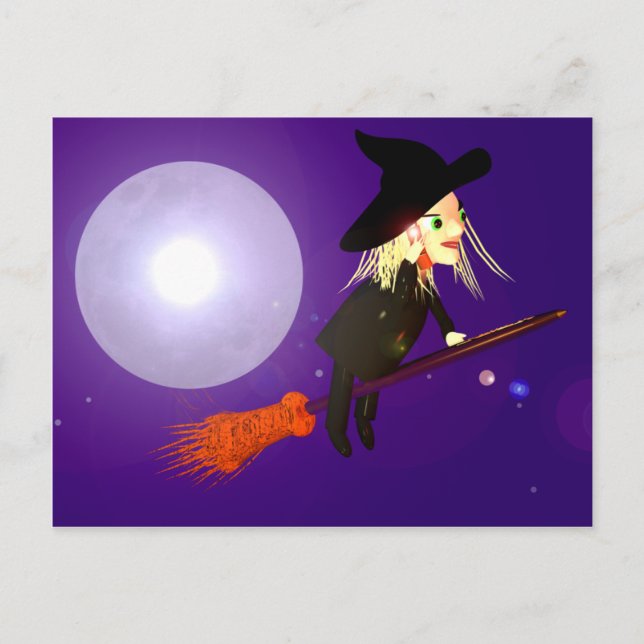 Halloween Witch on Mobile Phone Postcard (Front)