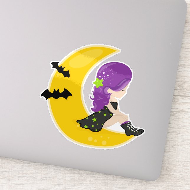 Halloween, Witch On The Moon, Bat, Trick Or Treat (Detail)