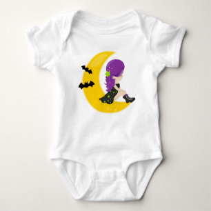 Halloween, Witch On The Moon, Bat, Trick Or Treat Baby Bodysuit