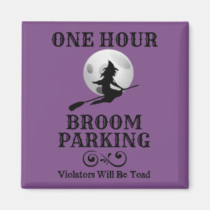 Halloween Witch One Hour Broom Parking Magnet