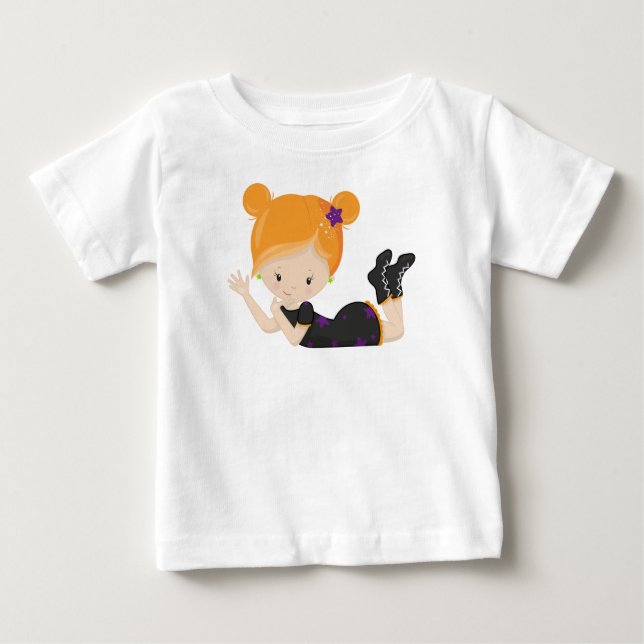 Halloween, Witch, Orange Hair, Trick Or Treat, Boo Baby T-Shirt (Front)