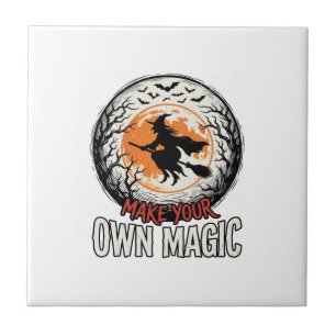 Halloween Witch Own Magic Vintage Shirt Design_1 Ceramic Tile