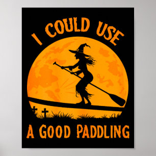 Halloween Witch Paddleboarder Sup Standup Paddling Poster