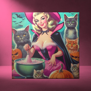 Halloween Witch Pin-up Ceramic Tile