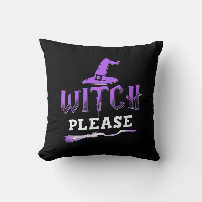 Halloween Witch Please Cushion (Front)