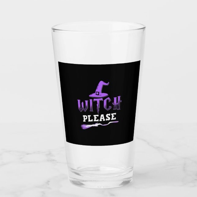 Halloween Witch Please Glass (Front)