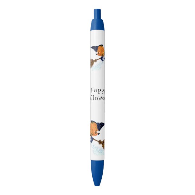 Halloween Witch Pumpkin Flying Broom Pen (Front Vertical)
