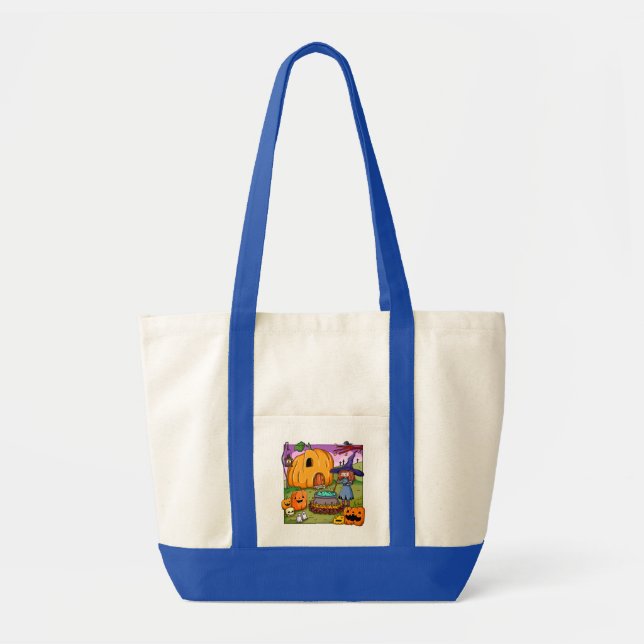 Halloween Witch Pumpkin House Tote Bag (Front)